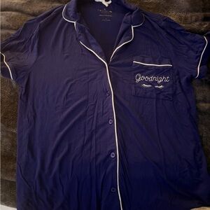 Kate Spade Navy Pajama set with White Trim